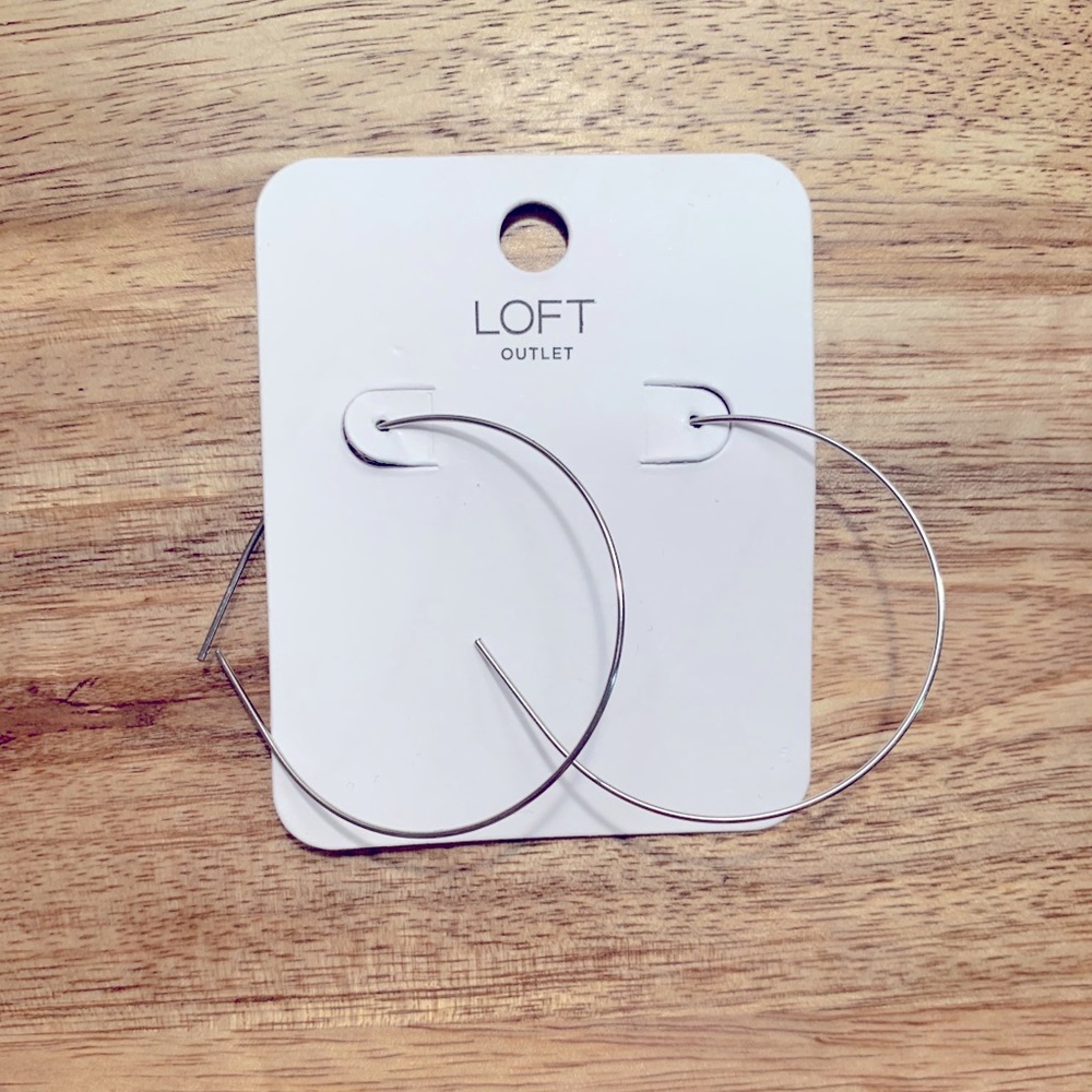 NWT LOFT silver round hoop earrings